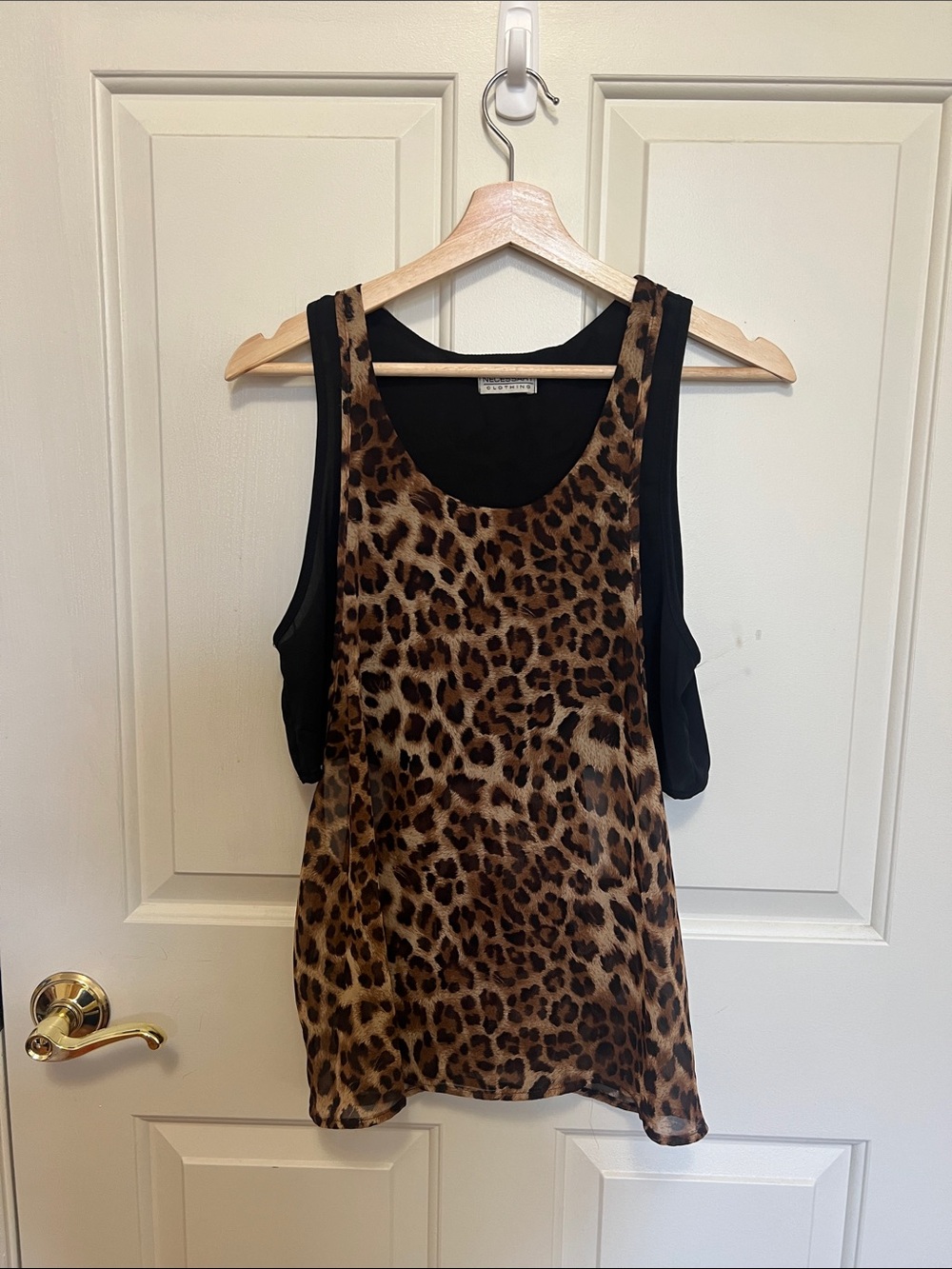 Necessary Clothing Leopard Print Layered Tank Top - Black & Brown
